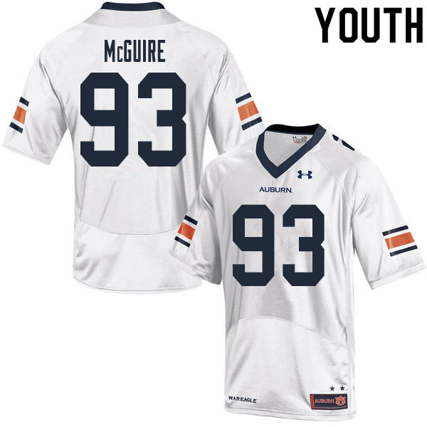 Auburn Tigers Youth Evan McGuire #93 White Under Armour Stitched College 2020 NCAA Authentic Football Jersey KOE1074CU